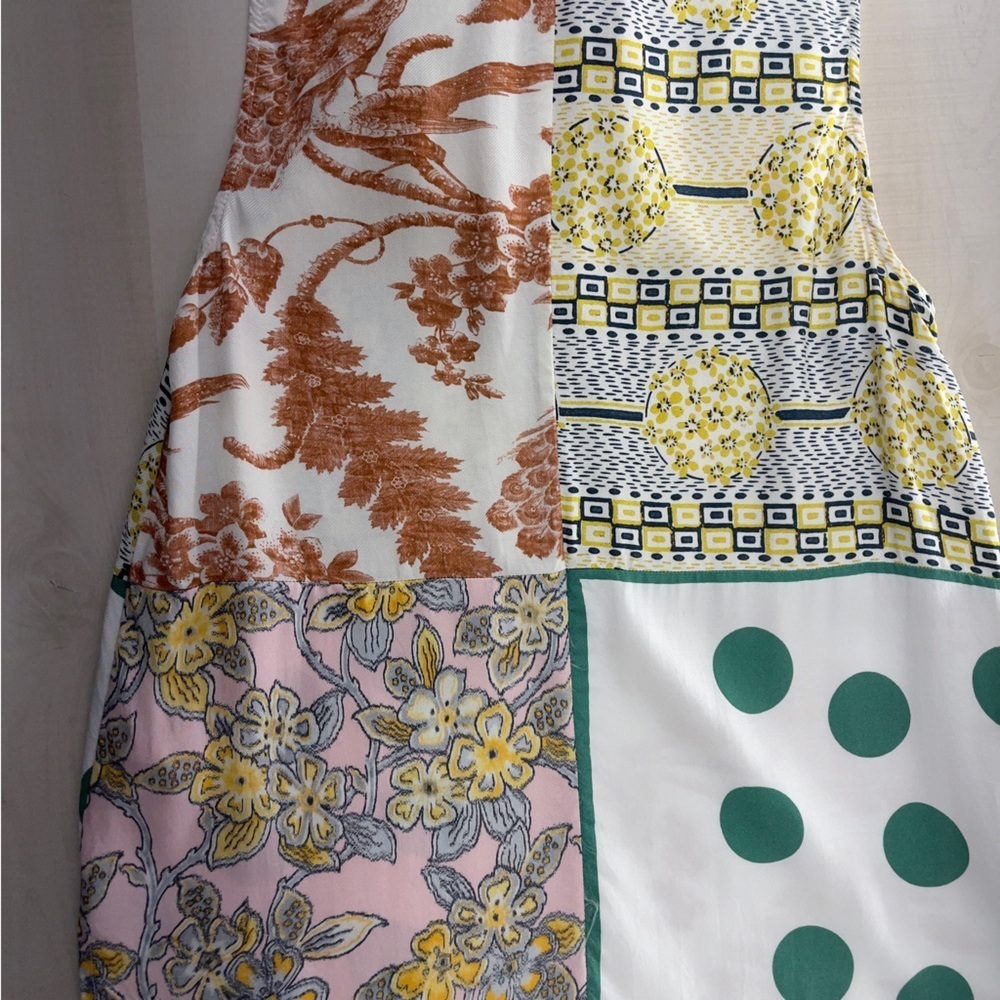 MOULINETTE SOEURS Anthropologie patchwork printed bow blouse top pink work - Picture 7 of 8